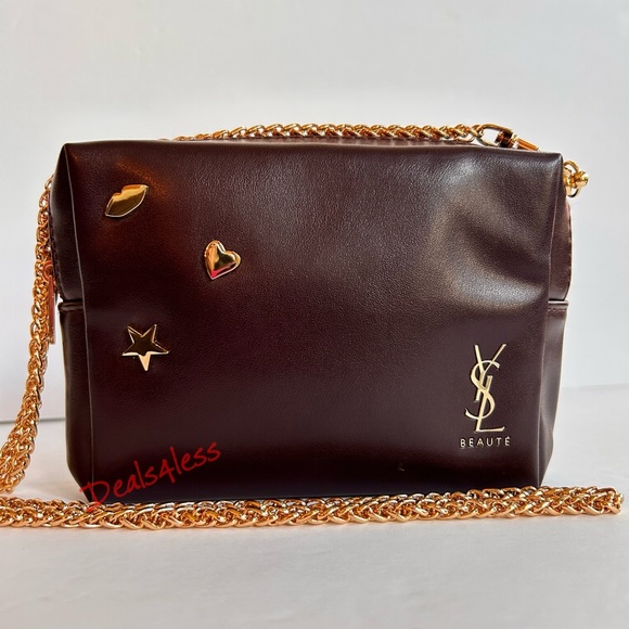 YSL Crossbody - Cosmetic Bag to Purse Beaded Logo Charm Designer Clutch New - Picture 4 of 11